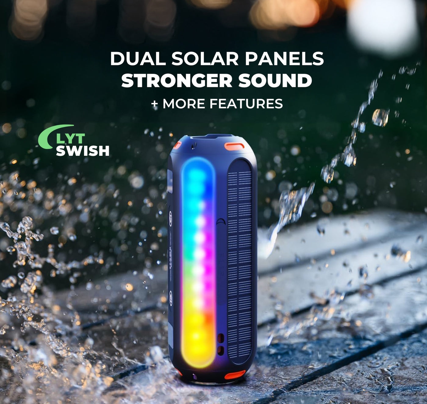 LYT-PRO Dual Solar Bluetooth Speaker / Magnetic + LED Lyt Swish